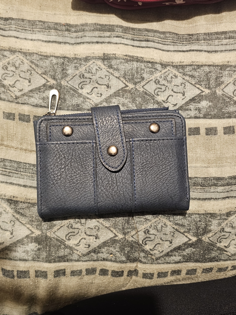 Women's Navy Leatherette Snap Wallet - Unbranded